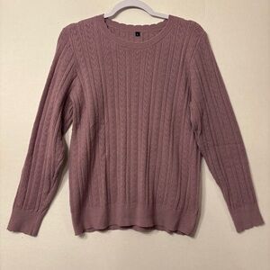 Arach & Cloz Womens Crew Neck Sweater
 Purple Long Sleeves Cable Knit Size L